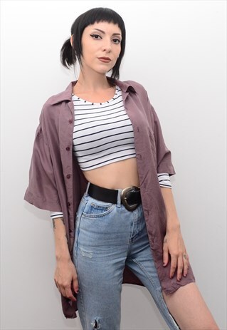 VINTAGE 90'S GENUINE SILK DUSKY PINK OVERSIZED SHIRT