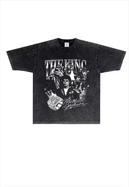 Black Washed MJ Graphic Cotton fans T shirt tee