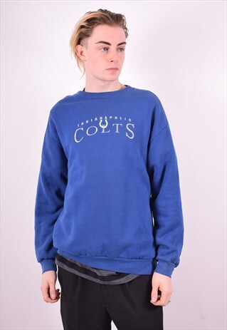 NFL MENS VINTAGE SWEATSHIRT JUMPER LARGE BLUE 90'S