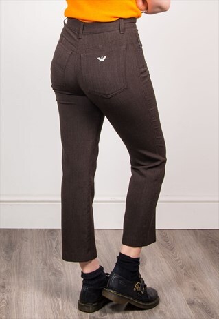 ARMANI JEANS VINTAGE 90'S BROWN HIGH WAIST SMART TROUSERS