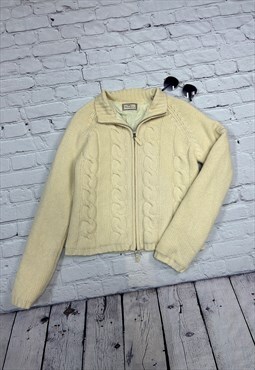Cream Thomas Burberry Zip Up Fleece