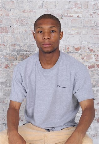 VINTAGE CHAMPION LOGO T-SHIRT GREY
