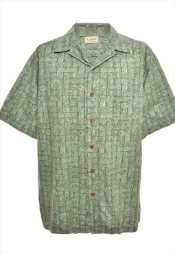 L.L. Bean Green & White Hawaiian Shirt - M