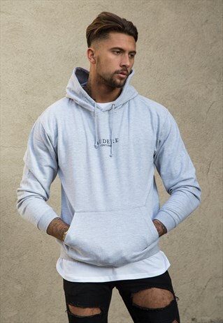 GREY EMBROIDERED HOODIE
