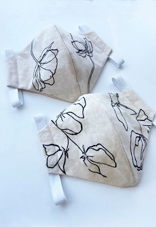 CREAM FLORAL FACE COVERING MULTIPACK