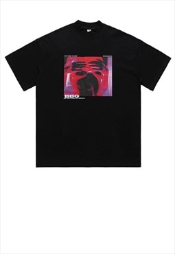 Body print t-shirt raver tee grunge hip-hop top in black