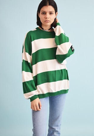 90'S RETRO STRIPED KNIT OVERSIZED DADS JUMPER TOP