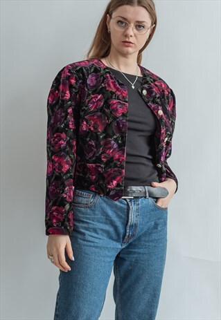 VINTAGE 80S VELVET FLORAL JACKET