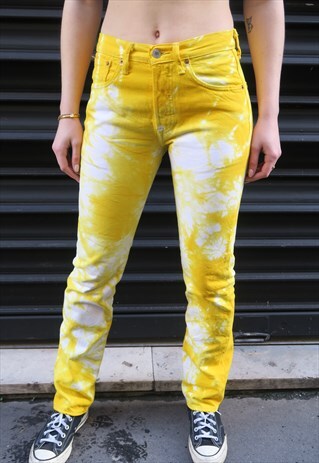 LEVI'S 501'S WHITE & YELLOW TIE-DYE