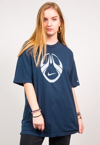 NIKE VINTAGE 90'S NAVY BLUE OVERSIZED SPORTS T-SHIRT