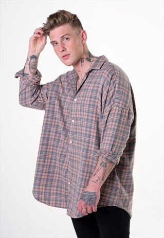 54 FLORAL FLANNEL CHECKED WASHED OVER SHIRT - MULTI