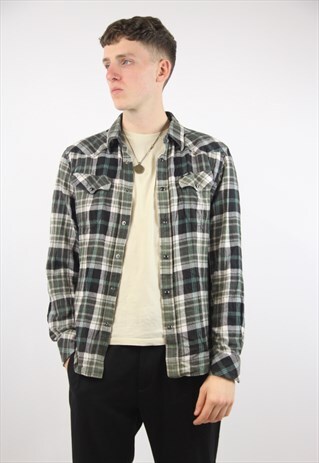 VINTAGE LEE CHECK FLANNEL GREEN SHIRT