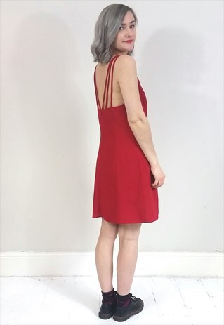 VINTAGE 90'S RED MINI COCKTAIL DRESS WITH STRAP BACK