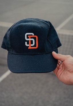 Vintage SD Navy Baseball Cap with Embroidered Letters