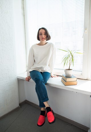 VINTAGE 80'S CREAM TEXTURED COTTON JUMPER