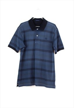 Vintage Fred Perry Stripped Polo Shirt in Blue M