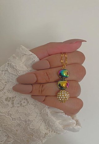 RAINBOW SWAROVSKI CRYSTAL AND HAEMATITE NECKLACE