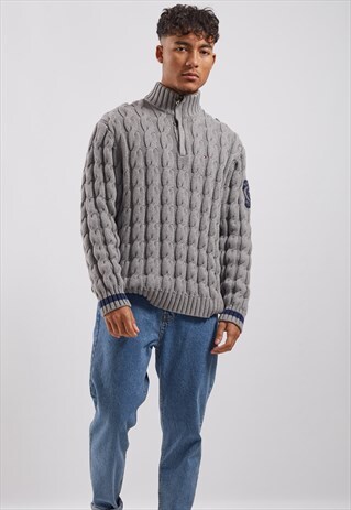 VINTAGE TOMMY HILFIGER 1/4 ZIP CABLE KNIT JUMPER