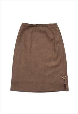 Vintage brown midi skirt with slit at side