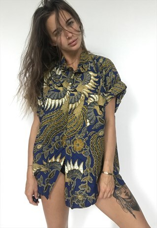 PATTERNED OVERSIZED RETRO VINTAGE UNISEX FESTIVAL SHIRT