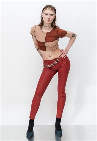 90's Vintage spicy skinny waxed jeans in blood red