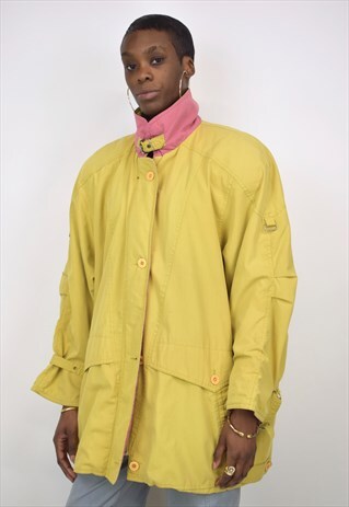 VINTAGE 90S YELLOW PINK PARKA JACKET