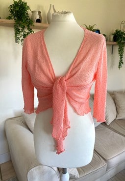 Y2K Pink Tie Front Cardigan