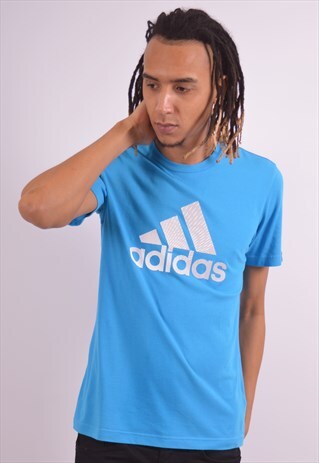 VINTAGE ADIDAS T-SHIRT TOP BLUE