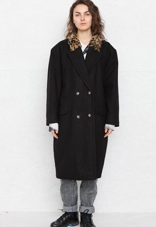 VINTAGE BLACK WOOL COAT
