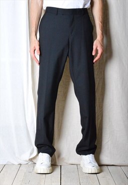 Y2K Black Wool Blend Minimalist Formal Pants