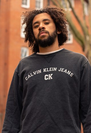 VINTAGE 90S CALVIN KLEIN SPELLOUT SWEATSHIRT BLACK & WHITE