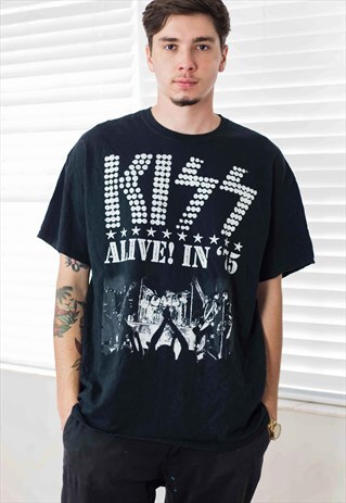 VINTAGE KISS ALIVE IN '75 CONCERT T-SHIRT LOGO 90S X 7.7