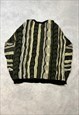 VINTAGE ABSTRACT KNITTED JUMPER 3D FUNKY PATTERNED SWEATER