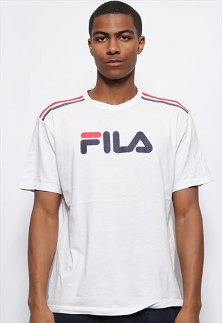 VINTAGE FILA BIG LOGO SPELLOUT T-SHIRT WHITE