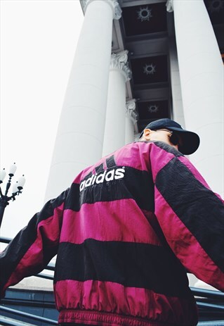 RARE VINTAGE 90S BURGUNDY BLACK STRIPED ADIDAS TRACK JACKET