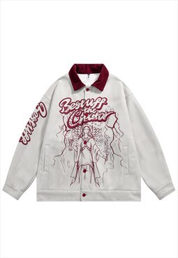 Gothic print jacket grunge utility varsity gorpcore coat