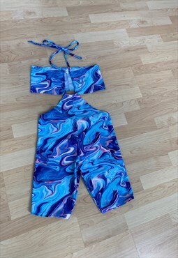 Blue marble unitard 