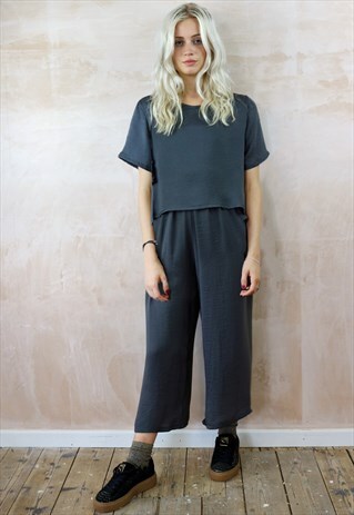 GREY FRILL TOP CO-ORDINATES