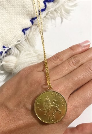 1970'S LONG GOLD COIN NECKLACE