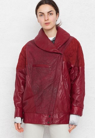 VINTAGE BURGUNDY PETRUSKA LEATHER JACKET COAT