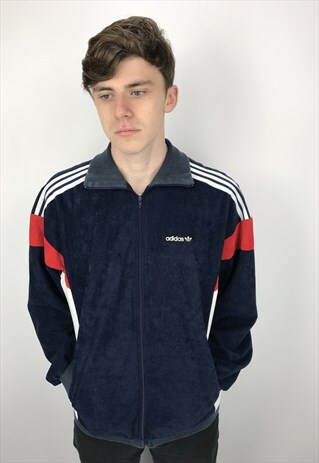 VINTAGE 90S ADIDAS TREFOIL VELOUR TRACK JACKET