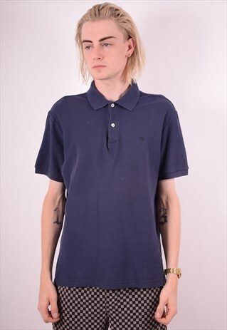 DIADORA MENS VINTAGE POLO SHIRT LARGE NAVY BLUE 90S