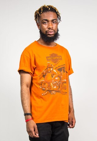 HARLEY-DAVIDSON 90'S VINTAGE ORANGE T-SHIRT