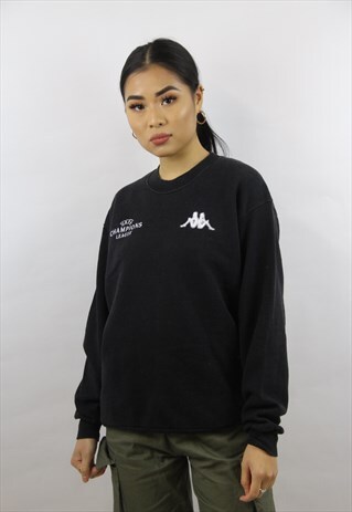 VINTAGE KAPPA BLACK CHAMPIONS LEAGUE SWEATSHIRT