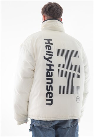 RARE VINTAGE HELLY HANSEN PUFFER WINTER REVERSIBLE 90S WHITE