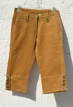 Vintage camel brown stretch corduroy capri pants