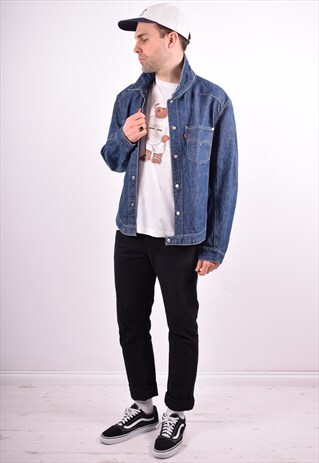 LEVI'S MENS VINTAGE DENIM JACKET LARGE BLUE 90'S