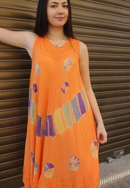 Orange Printed Boho Dress