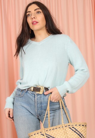 VINTAGE 90S JUMPER IN BLUE KNIT