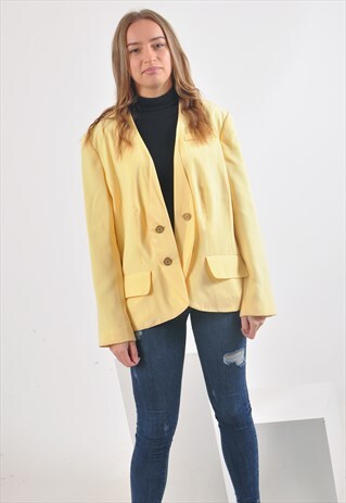 VINTAGE 90'S OPEN FRON JACKET IN YELLOW